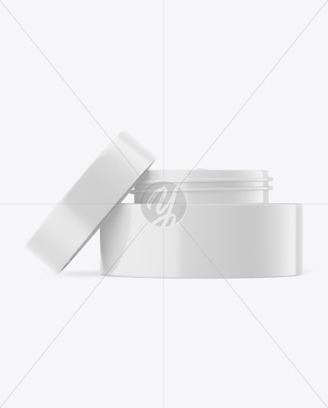 Opened Glossy Cosmetic Jar Mockup