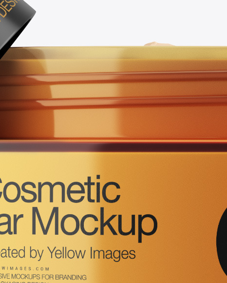 Opened Amber Glass Cosmetic Jar Mockup