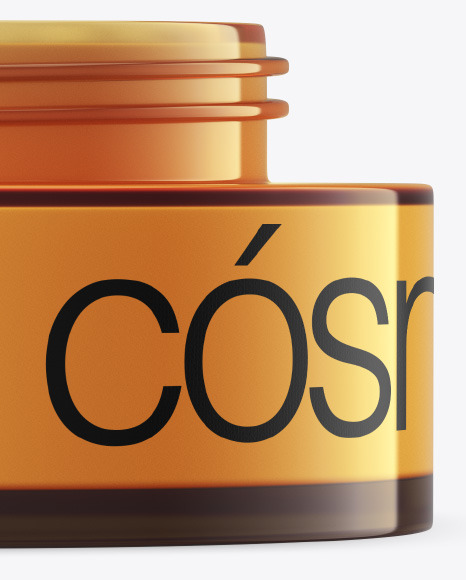 Opened Amber Glass Cosmetic Jar Mockup