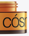 Opened Amber Glass Cosmetic Jar Mockup