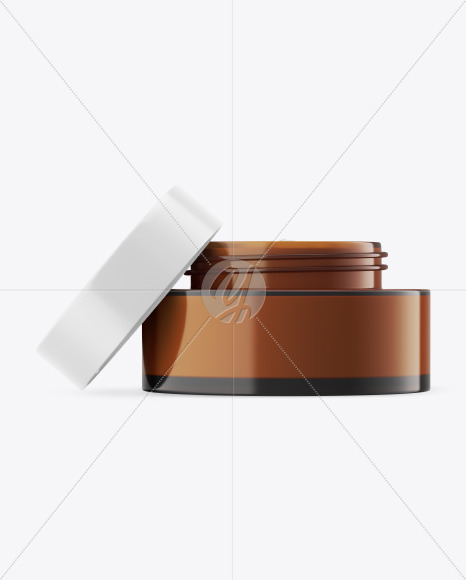 Dark Amber Glass Cosmetic Jar Mockup