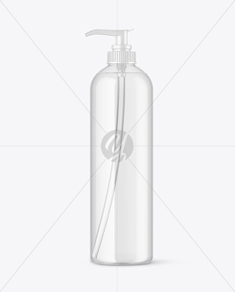 Clear Cosmetic Bottle w/ Pump Mockup