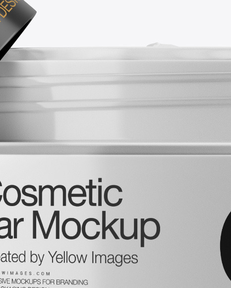 Opened Clear Glass Cosmetic Jar Mockup