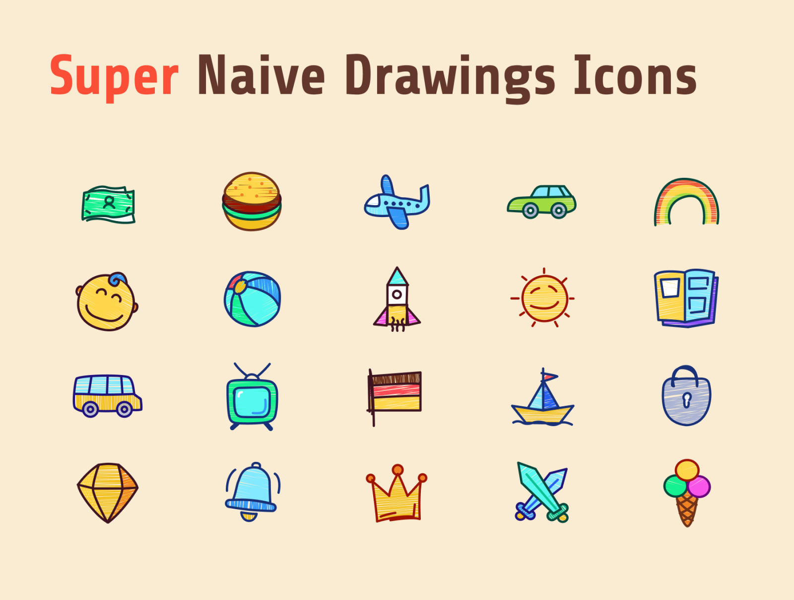 Super Naive drawings icons Super Naive drawings icons
