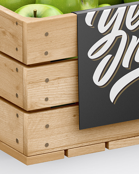 Crate with Green Apples Mockup