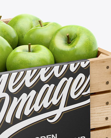 Crate with Green Apples Mockup