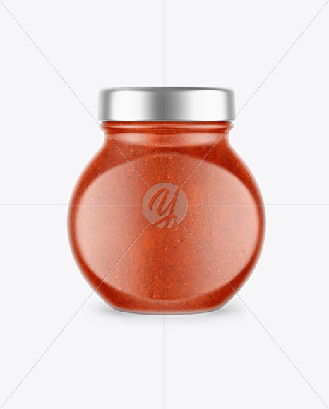 Glass Jar with Tomato Sauce Mockup