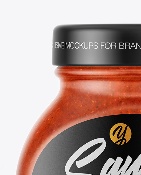 Glass Jar with Tomato Sauce Mockup