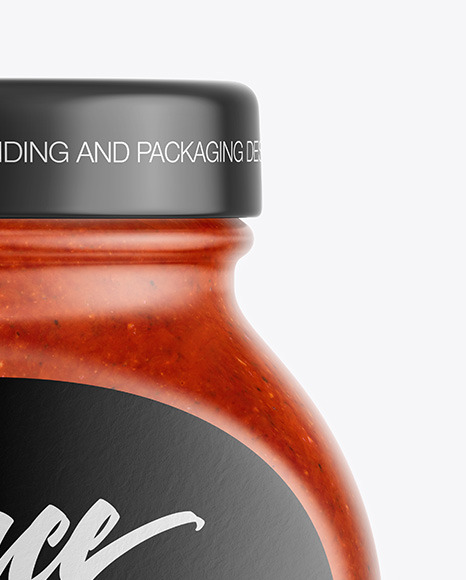 Glass Jar with Tomato Sauce Mockup