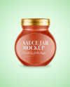 Glass Jar with Tomato Sauce Mockup