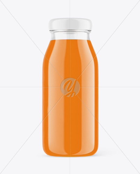 Glass Bottle with Carrot Juice Mockup