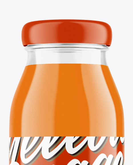 Glass Bottle with Carrot Juice Mockup