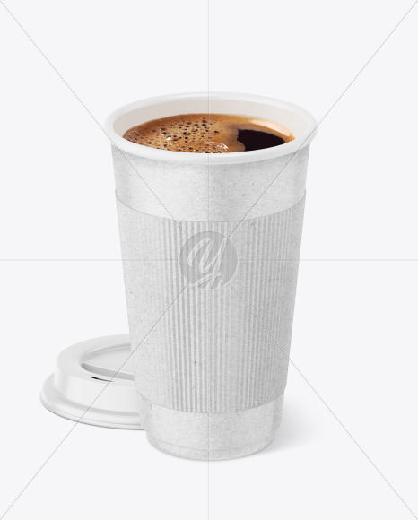 Kraft Paper Coffee Cup With Kraft Holder Mockup