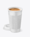 Kraft Paper Coffee Cup With Kraft Holder Mockup