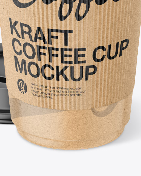 Kraft Paper Coffee Cup With Kraft Holder Mockup