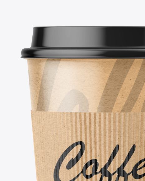 Kraft Paper Coffee Cup with Holder Mockup