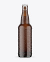 Amber Glass Lager Beer Bottle w/ Condensation Mockup