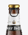 Amber Glass Lager Beer Bottle w/ Condensation Mockup