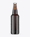 Amber Glass Dark Beer Bottle w/ Condensation Mockup