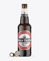 Amber Glass Dark Beer Bottle w/ Condensation Mockup