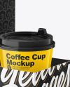 Glossy Coffee Cups in Paper Holder Mockup