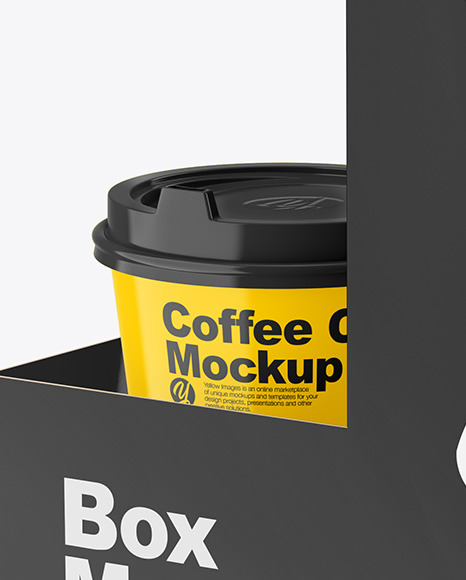 Glossy Coffee Cups in Paper Holder Mockup