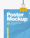 Crumpled A4 Poster with Clip Mockup