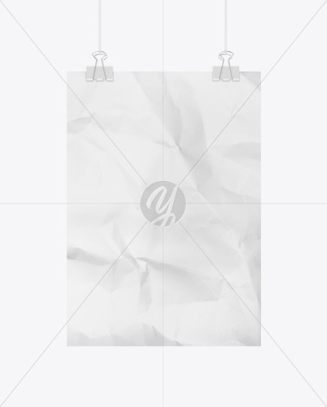 Crumpled Poster A4 with Clip Mockup