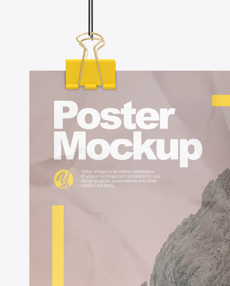 Crumpled Poster A4 with Clip Mockup