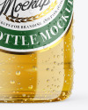 Clear Glass Lager Beer Bottle w/ Condensation Mockup