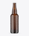 Amber Glass Lager Beer Bottle w/ Condensation Mockup