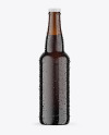 Amber Glass Dark Beer Bottle w/ Condensation Mockup