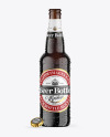 Amber Glass Dark Beer Bottle w/ Condensation Mockup