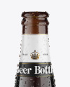 Amber Glass Dark Beer Bottle w/ Condensation Mockup