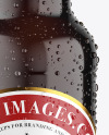 Amber Glass Dark Beer Bottle w/ Condensation Mockup