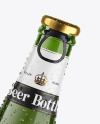 Green Glass Lager Beer Bottle w/ Condensation Mockup