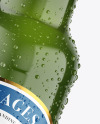 Green Glass Lager Beer Bottle w/ Condensation Mockup