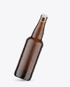 Amber Glass Lager Beer Bottle w/ Condensation Mockup