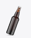 Amber Glass Dark Beer Bottle w/ Condensation Mockup