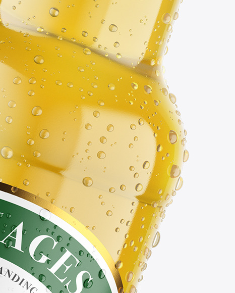 Clear Glass Lager Beer Bottle w/ Condensation Mockup