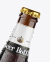 Amber Glass Dark Beer Bottle w/ Condensation Mockup