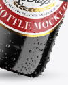 Amber Glass Dark Beer Bottle w/ Condensation Mockup