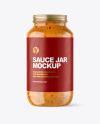 Clear Glass Jar with Chipotle Sauce Mockup