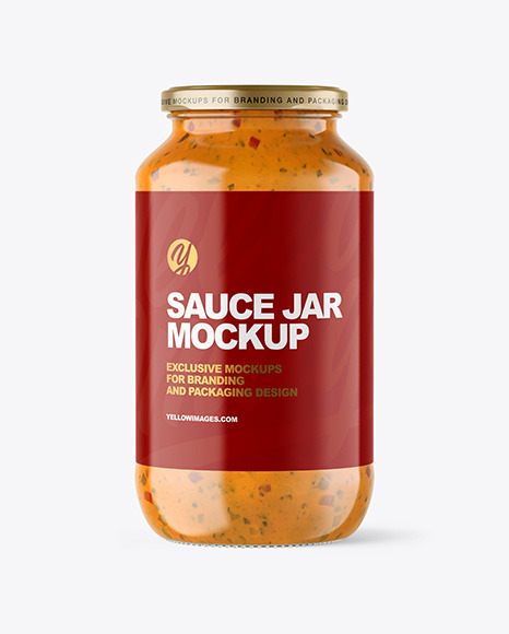 Clear Glass Jar with Chipotle Sauce Mockup