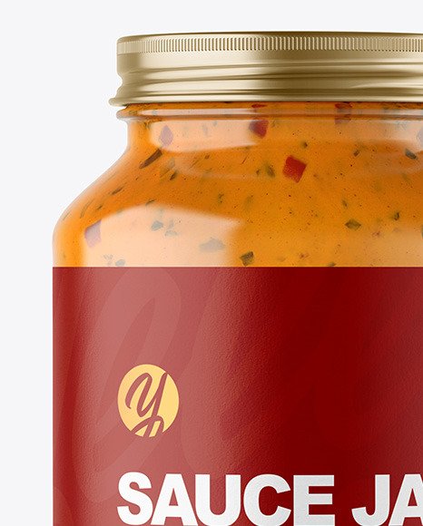 Clear Glass Jar with Chipotle Sauce Mockup