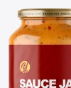 Clear Glass Jar with Chipotle Sauce Mockup