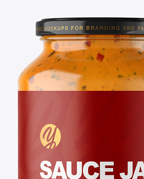 Clear Glass Jar with Chipotle Sauce Mockup