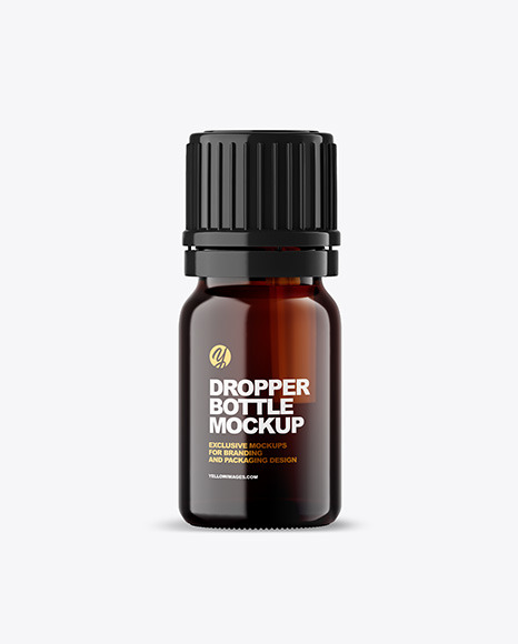 Dark Amber Glass Dropper Bottle Mockup