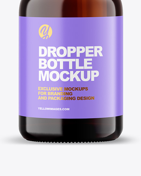 Dark Amber Glass Dropper Bottle Mockup