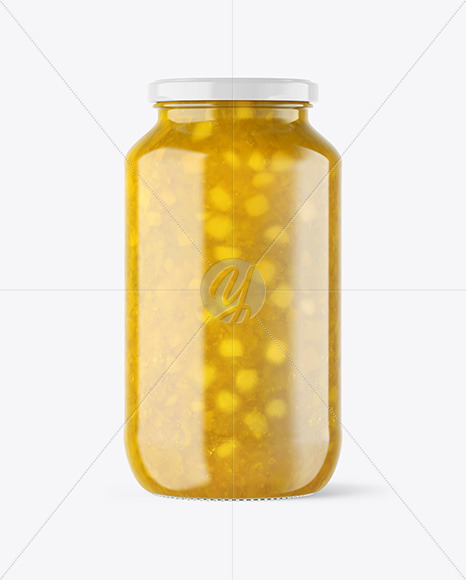 Clear Glass Jar with Pineapple jam Mockup